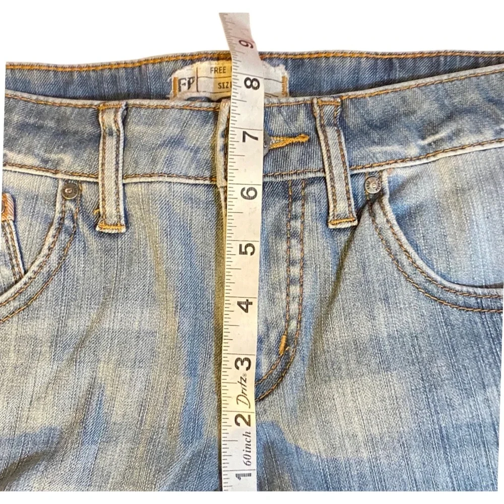 Free People Jeans Low Rise Straight W27x 30 Light Wash Sashiko Stitching Boho‎